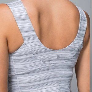 Lululemon Scoop Back Tank Cyber Stripe White Silver Fox Grey Heather 6